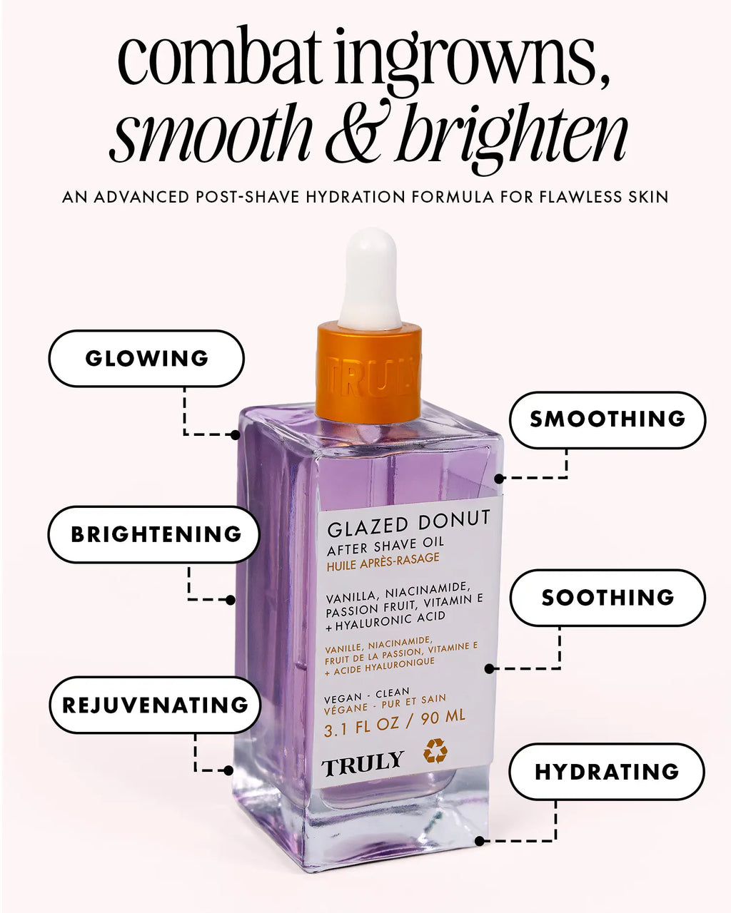 Glazed Donut Brightening Oil – Discoloration-Fighting Treatment – Brightens Dull, Uneven Skin with Vitamin E, Niacinamide & Hyaluronic Acid – Deeply Hydrates, Minimizes Ingrowns & Enhances Radiance on Legs, Underarms & Bikini Line – Vanilla Glaze Scent
