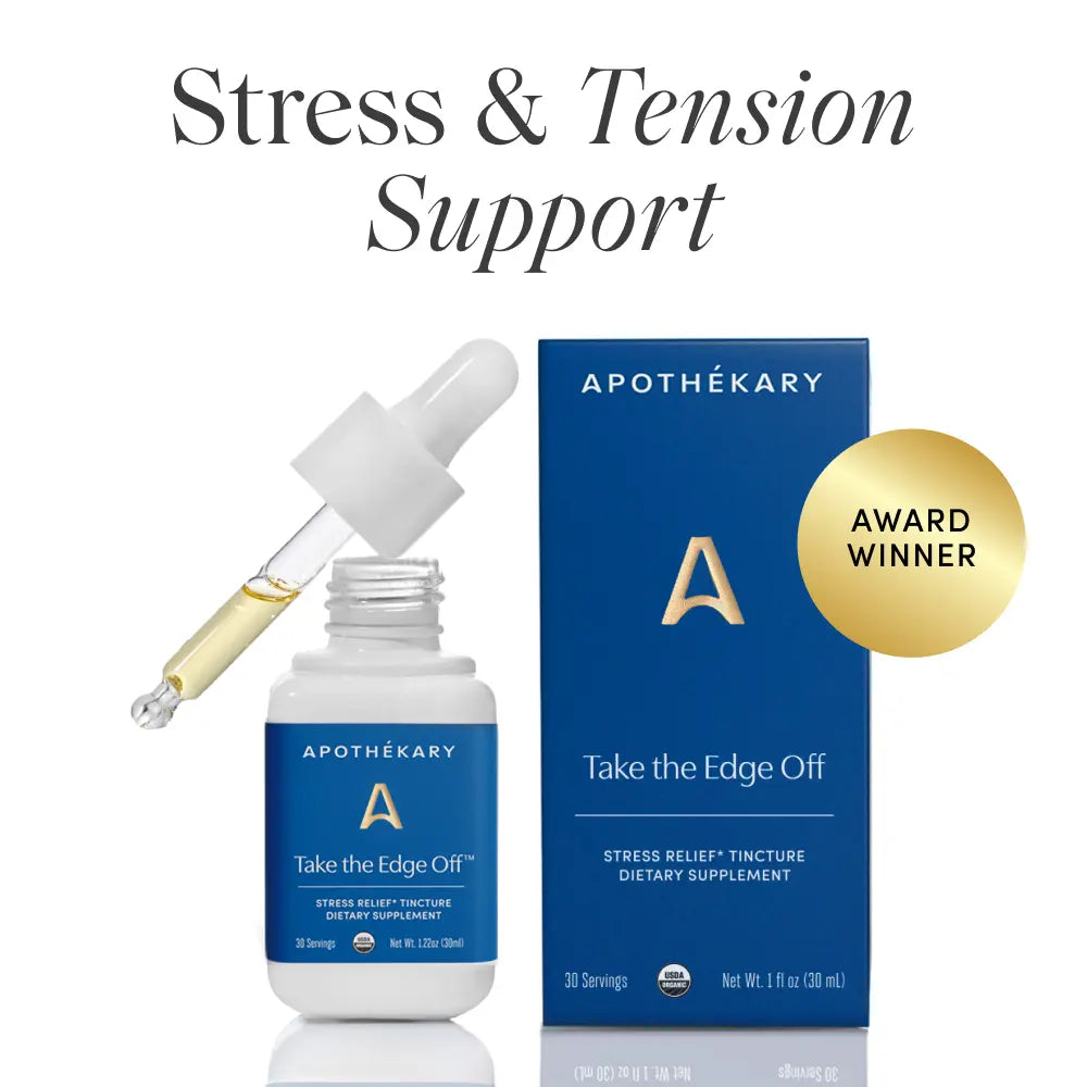 Apothékary Take the Edge Off - Stress & Tension Relief Liquid Herbal Drops* | Alcohol-Free, Certified Organic, Non-GMO Project Verified, Certified Gluten-Free, PETA Certified Vegan & Cruelty-Free, Third Party Tested, Plant-Based, Made in the USA