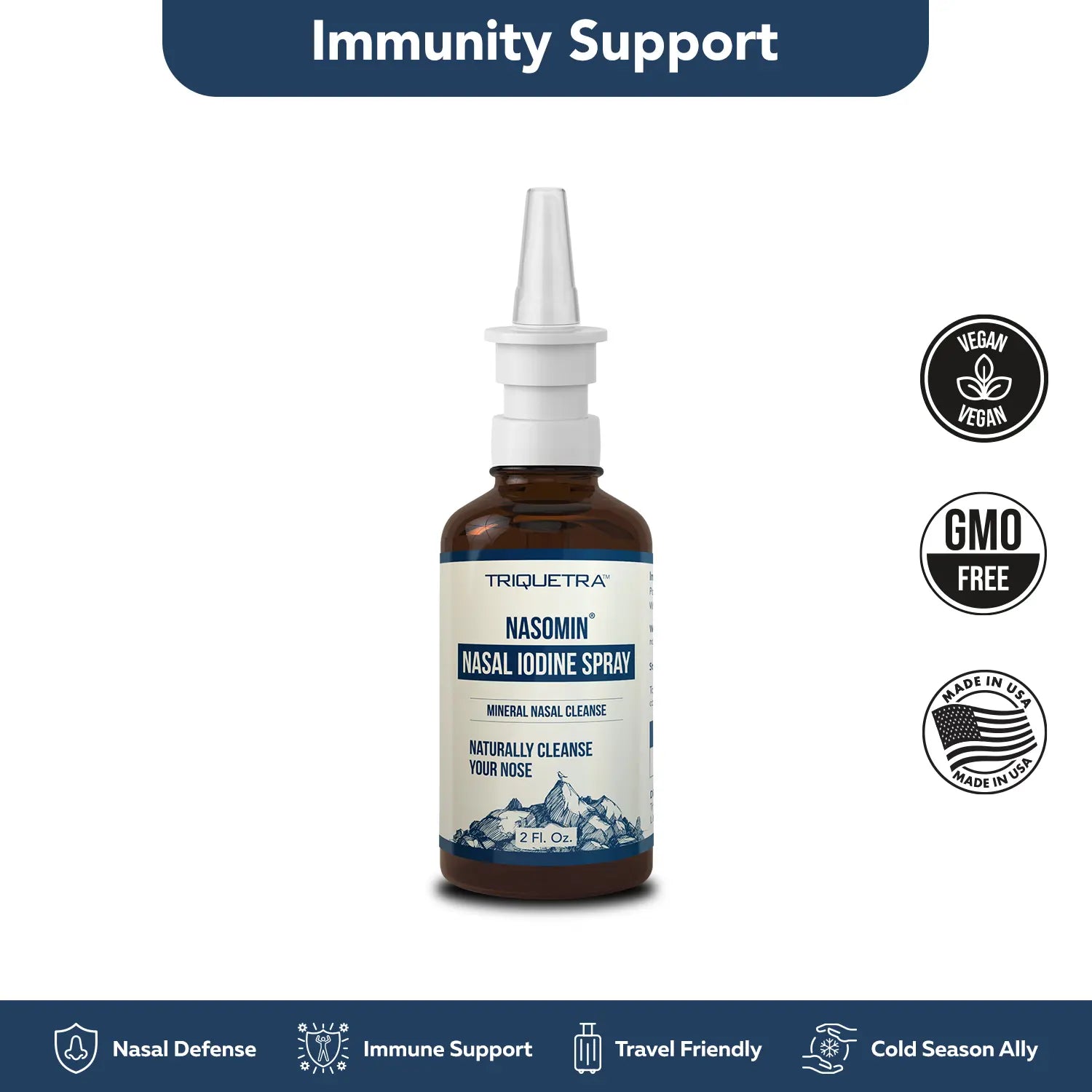 Nasomin Nasal Iodine – Nasal Cleanse– Neutralize Nose - Iodine + Fulvic Acid Blend -100%25 Natural Mineral Complex – (2 oz. Bottle+Nasal Sprayer) Oral Daily