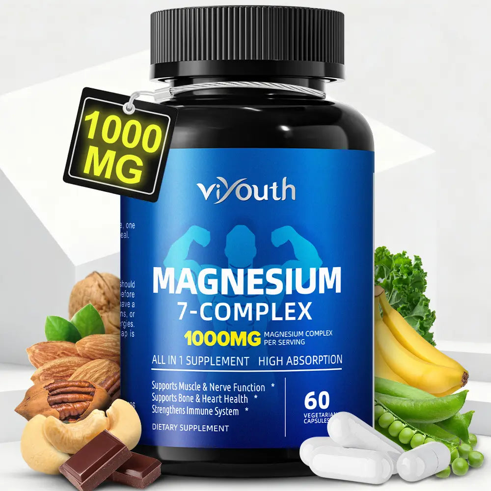 Viyouth 1000mg Magnesium Complex - 10 Elemental Magnesium Complex & Zinc for Calming Sleep & Relax - US Made - Dietary Supplement for Hair Health Digestive Detox & Cortisol Balance-3rd Party Tested Tablets Fitness, magnesium glycinate Vitamin Healthcare