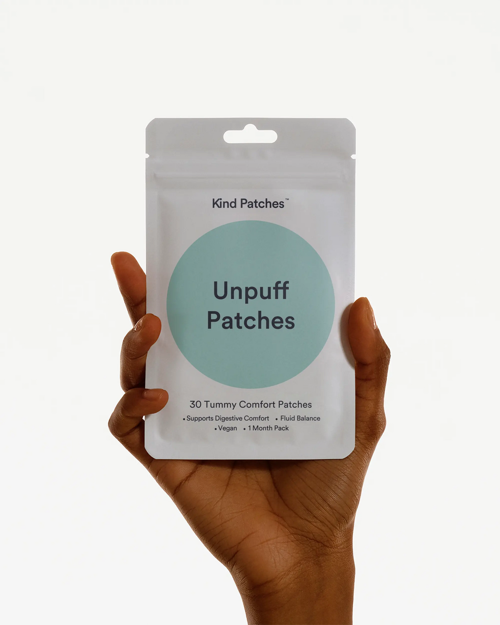 Kind Patches, Unpuff Patches, 30 Tummy Comfort Patches: Support Digestive Comfort, Fluid Balance, Vegan, 1 Month Pack