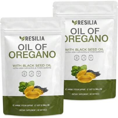 Selling Fast ! Resilia Oil Of Oregano Softgels With Black Seed Oil - 60 Softgels |   Non-GMO, Gluten-Free And Soy-Free