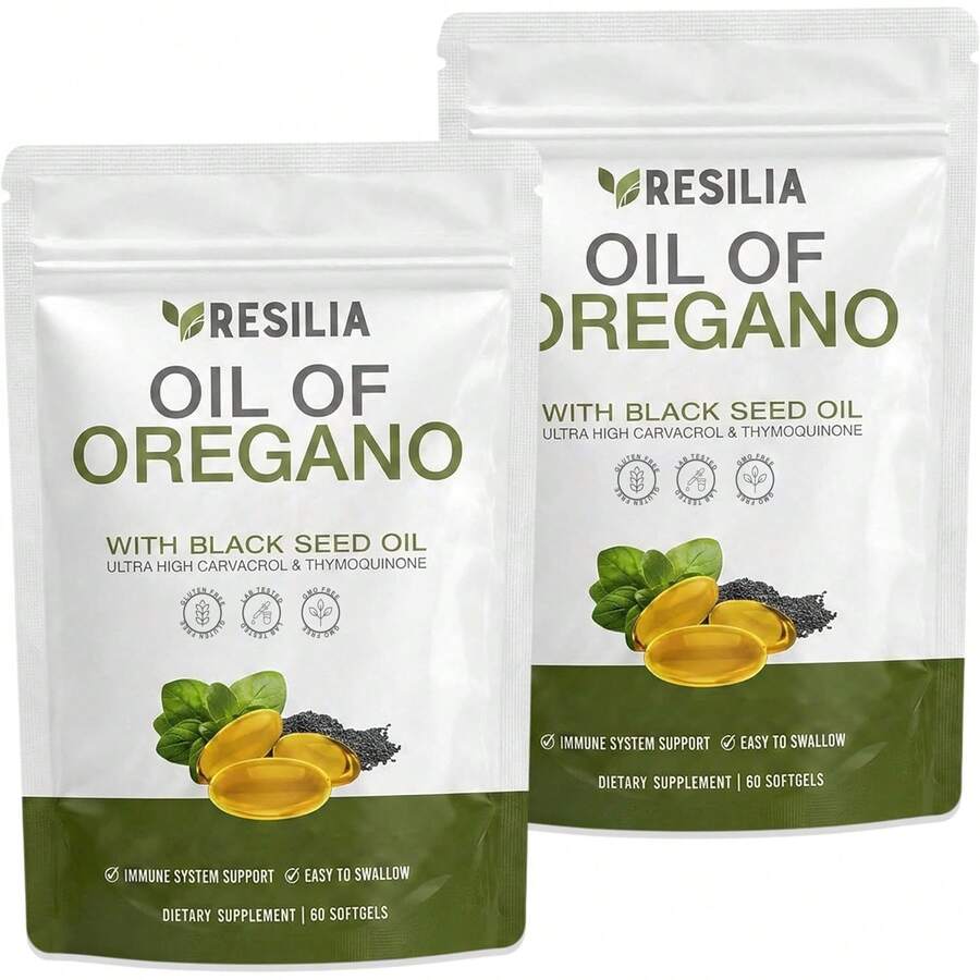 Selling Fast ! Resilia Oil Of Oregano Softgels With Black Seed Oil - 60 Softgels |   Non-GMO, Gluten-Free And Soy-Free