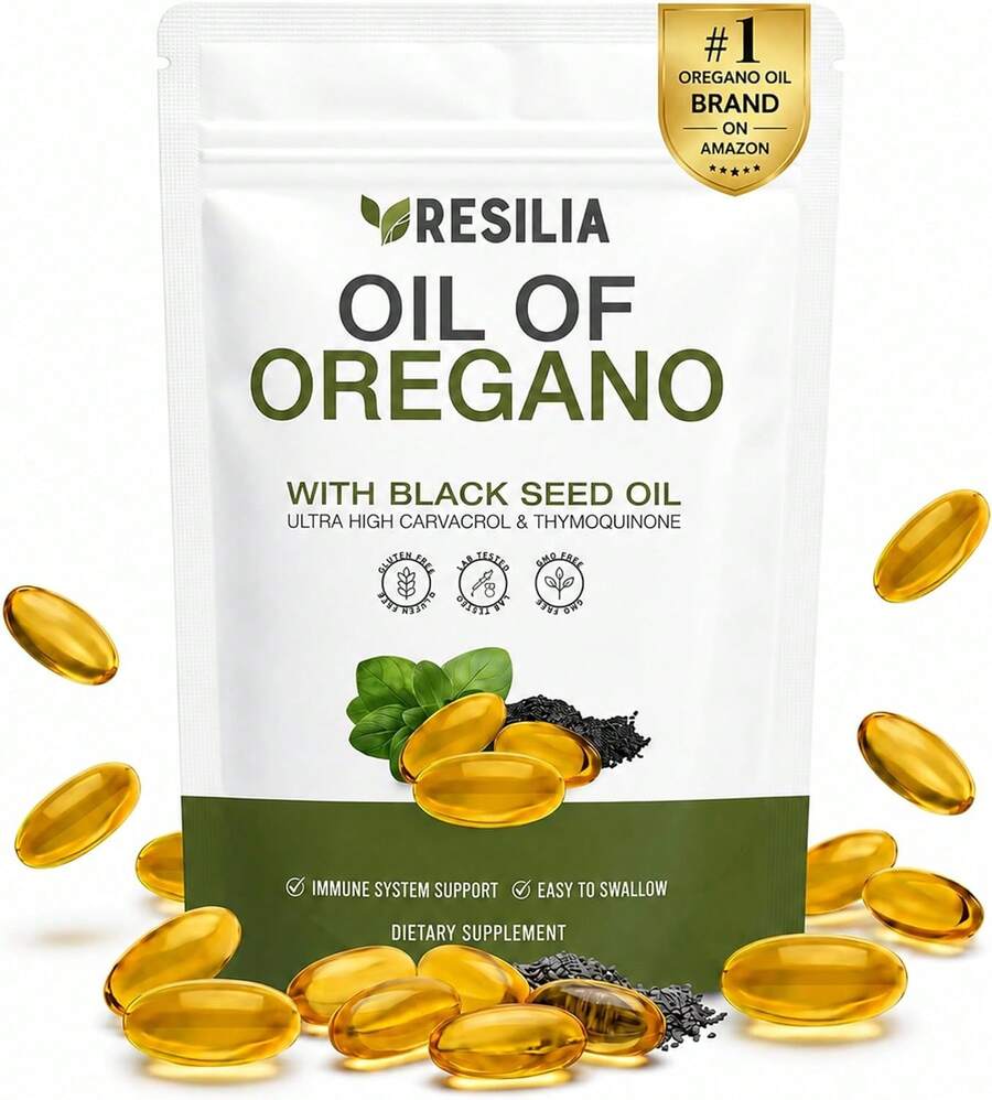 Selling Fast ! Resilia Oil Of Oregano Softgels With Black Seed Oil - 60 Softgels |   Non-GMO, Gluten-Free And Soy-Free