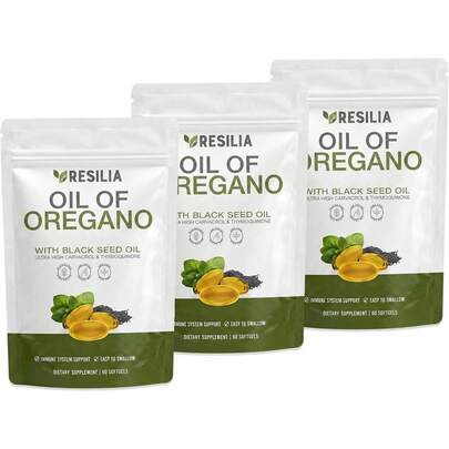 Selling Fast ! Resilia Oil Of Oregano Softgels With Black Seed Oil - 60 Softgels |   Non-GMO, Gluten-Free And Soy-Free
