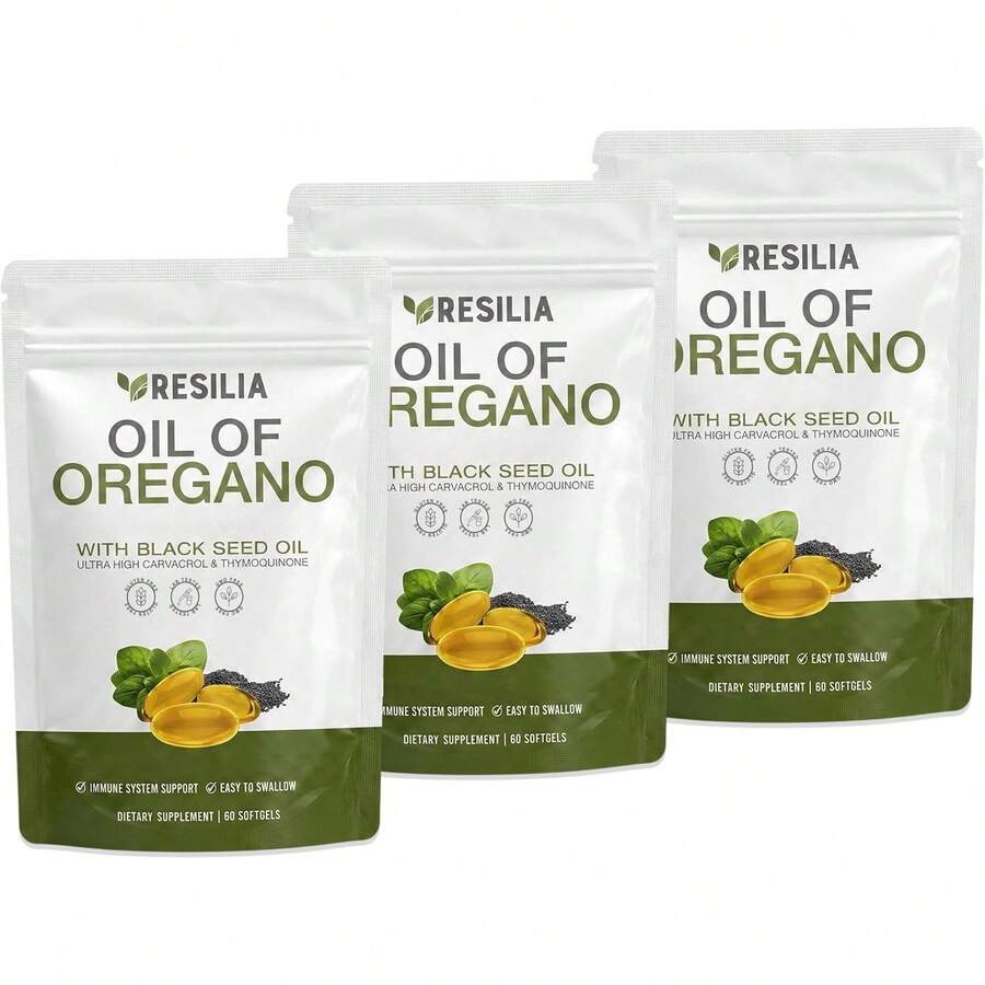 Selling Fast ! Resilia Oil Of Oregano Softgels With Black Seed Oil - 60 Softgels |   Non-GMO, Gluten-Free And Soy-Free