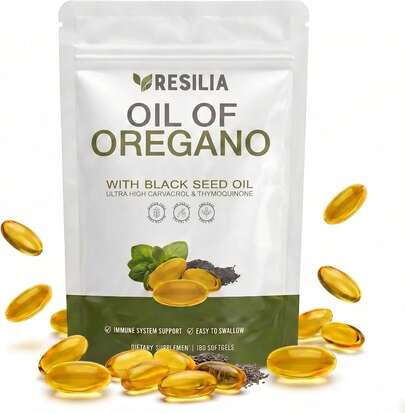 Selling Fast ! Resilia Oil Of Oregano Softgels With Black Seed Oil - 60 Softgels |   Non-GMO, Gluten-Free And Soy-Free