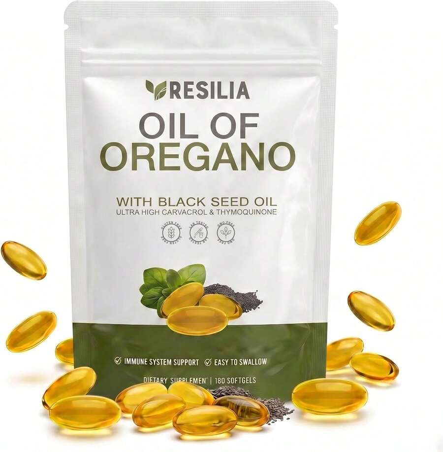 Selling Fast ! Resilia Oil Of Oregano Softgels With Black Seed Oil - 60 Softgels |   Non-GMO, Gluten-Free And Soy-Free