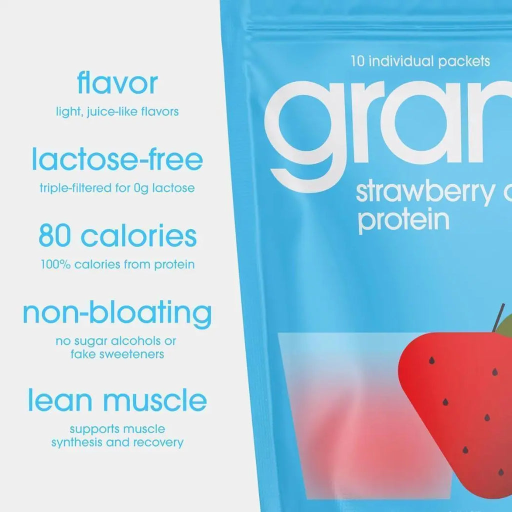 Gramma Strawberry Acai Protein: GRAMMS Clear Protein Powder, Strawberry Acai -455g |   20g Protein Grass-Fed Whey Isolate, Zero Sugar, Zero Lactose, Non-Bloating, Non-GMO, Protein for Women