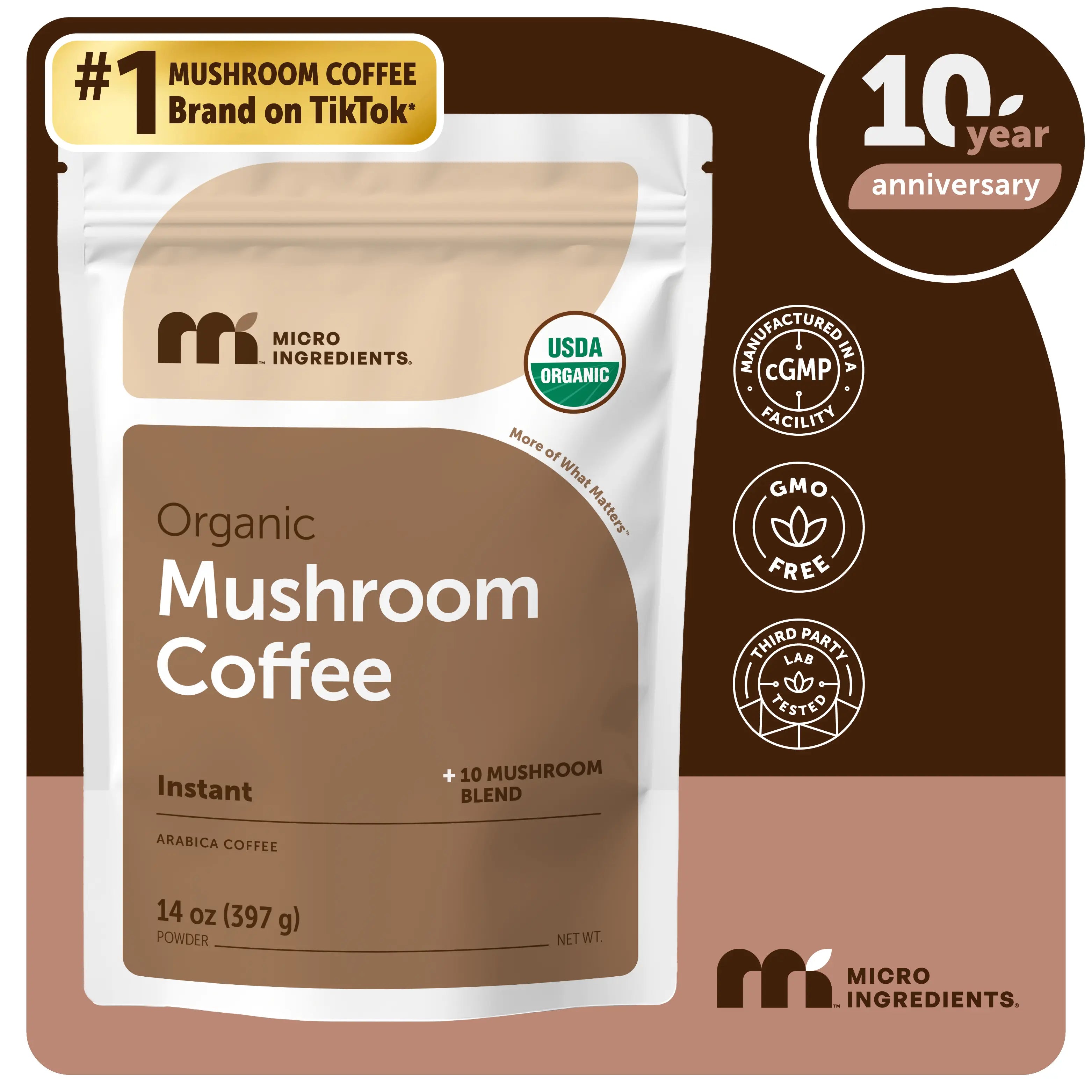 Micro Ingredients Organic Instant 10 in 1 Mushroom Coffee Powder
