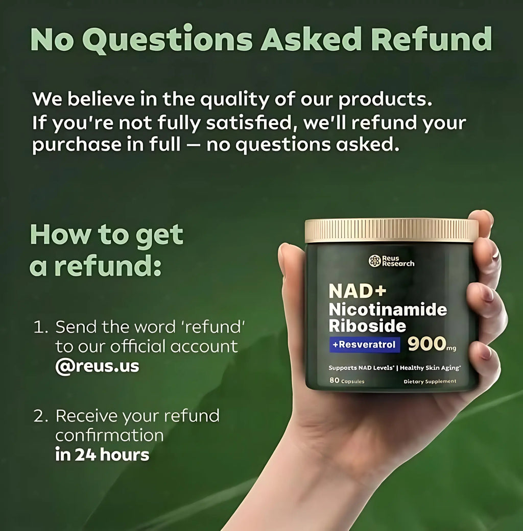 Reus Research NAD+ Nicotinamide Riboside 900mg, Liposomal NAD with Resveratrol, Skin Aging Support Supplement, 80 Capsules
