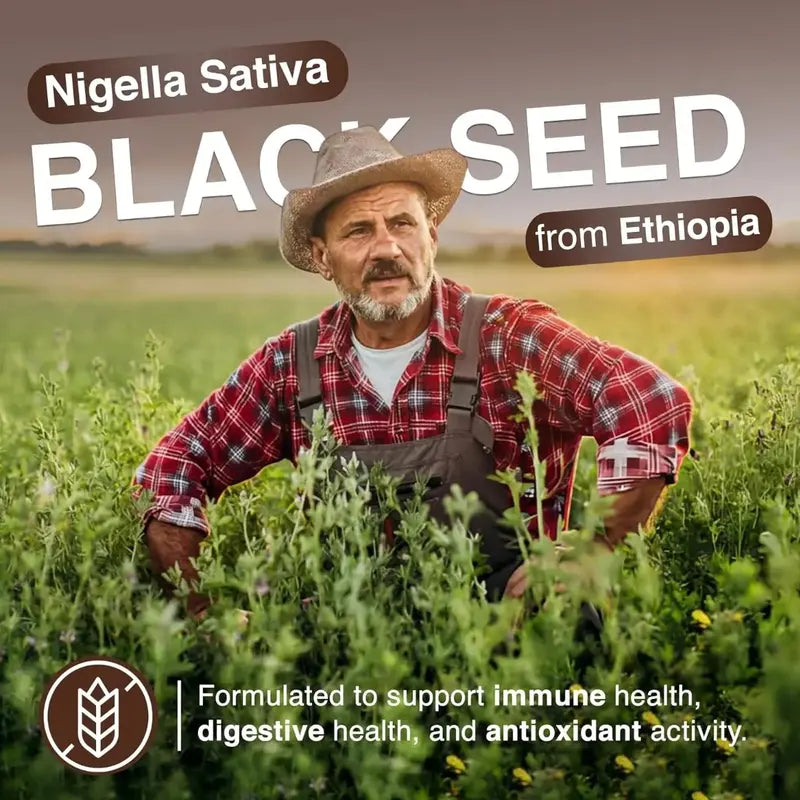 Ethiopian Black Seed Oil Dietary Supplement Softgels, 1000mg Per Serving, Ethiopian Source, 60 Count
