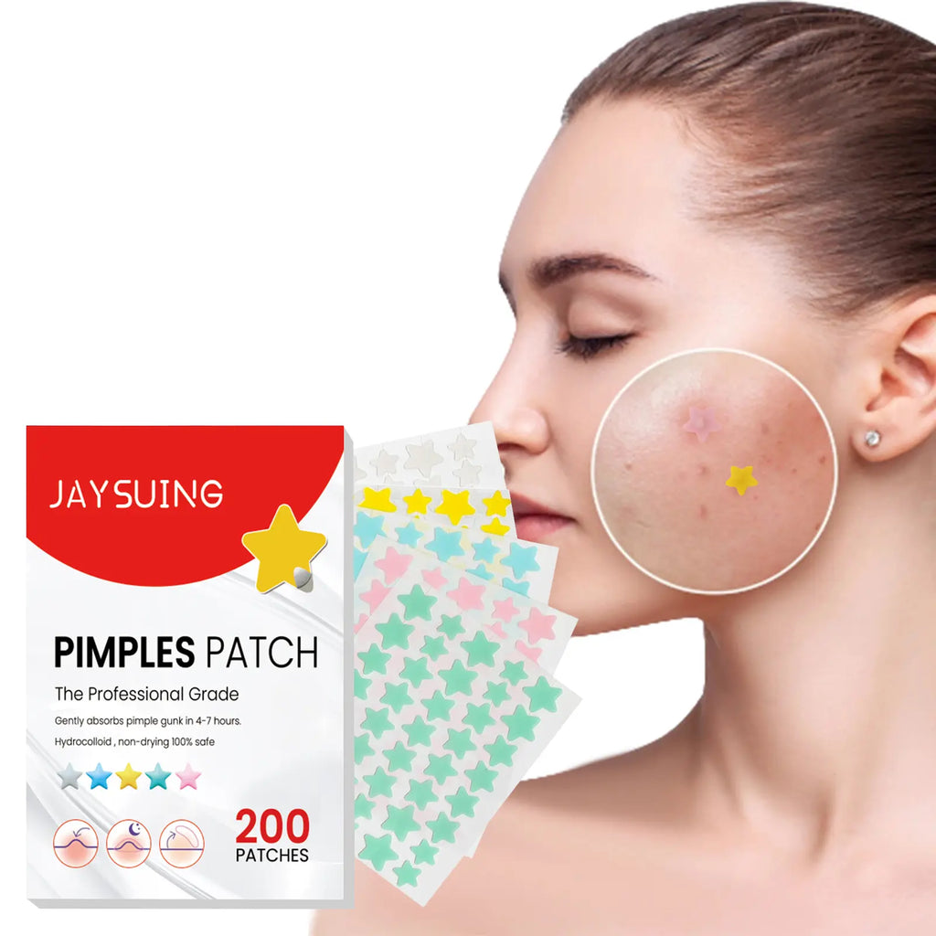 QUSTERE Pimple Patches for Face, Hydrocolloid Acne Patches, Cute Star Zit Covers, Colorful Spot Stickers with Tea Tree, Salicylic Acid & Cica Oil 200 Count Skincare Skin Repair