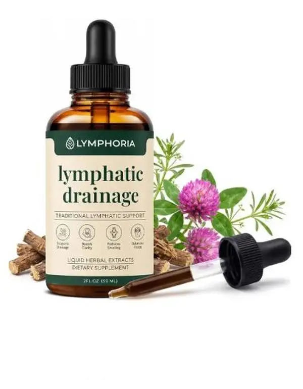 Lymphatic Drainage Drops for Bloat Relief & De-Puff – Cleavers, Red Clover, Stillingia Root & Prickly Ash Bark – Lymph Node Detox Cleanse, Fluid Retention – Alcohol-Free, Vegan, 2 Fl Oz