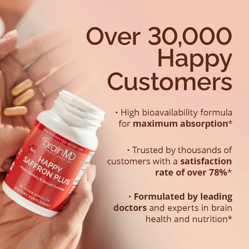 BrainMD - Happy Saffron Plus by Doc Amen | #1 formula for a healthier, happier you - free from gluten, dairy, and eggs
