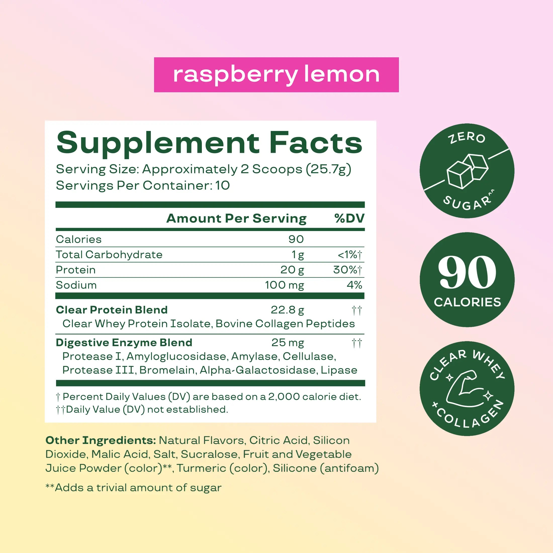 Bloom Nutrition Clear Protein - Clear Whey + Collagen Protein Blend | 20g Protein, 90 Calories, 0g Sugar, Light & Refreshing Fruity Drink | Protein for Women *contains dairy