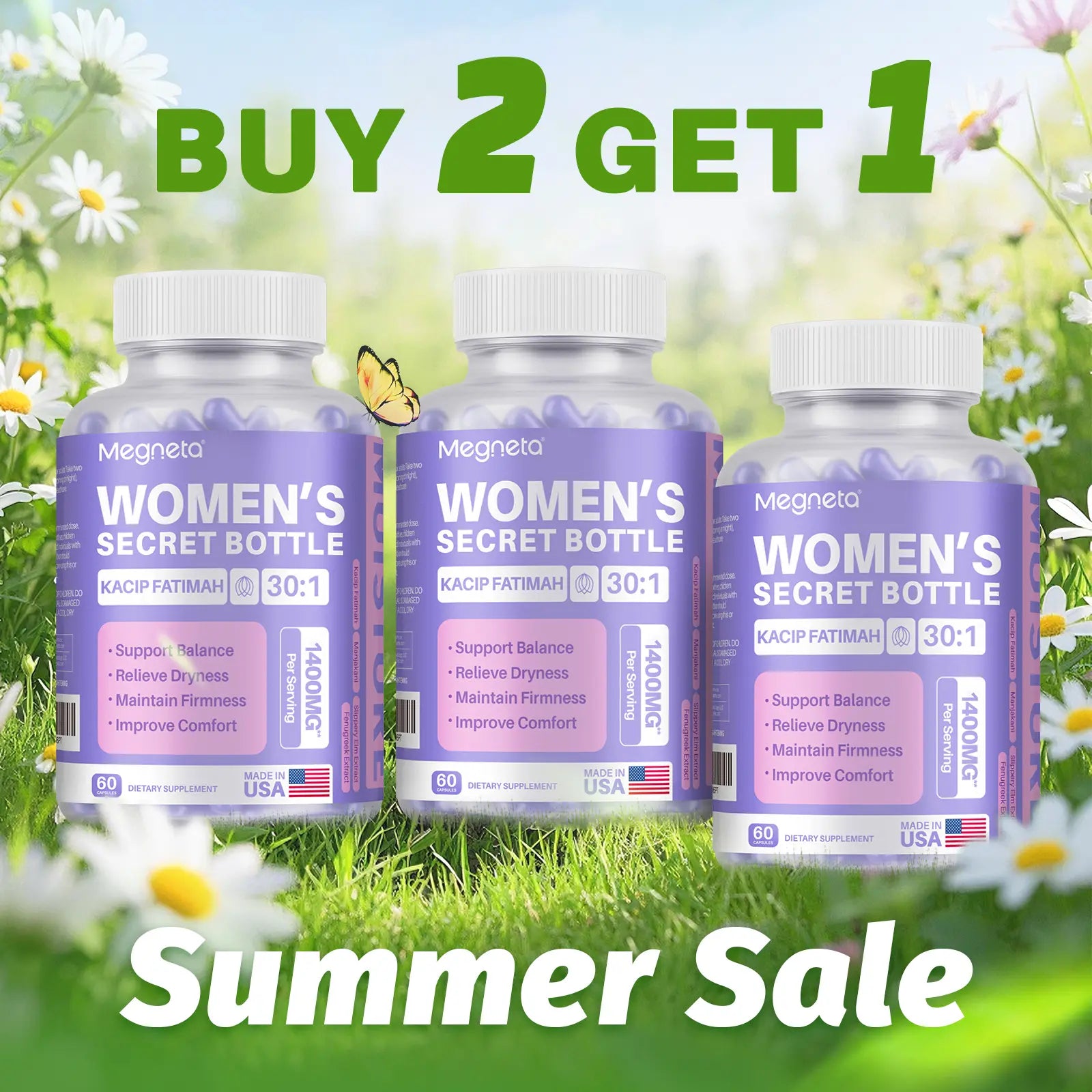 Women'S Secret Bottle- 60 Tablets - Healthcare | Kacip Fatimah 1000MG |Plus with manjakan & Slippery Elm & Fenugreek（Old & New Packaging--Mixed Shipment）