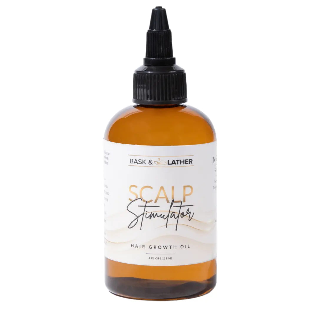 BASK AND LATHER Scalp Stimulator Hair Growth Oil - Lightweight Rosemary & Mint Blend for Thicker, Fuller Hair, Alopecia Support & Hair Regrowth
