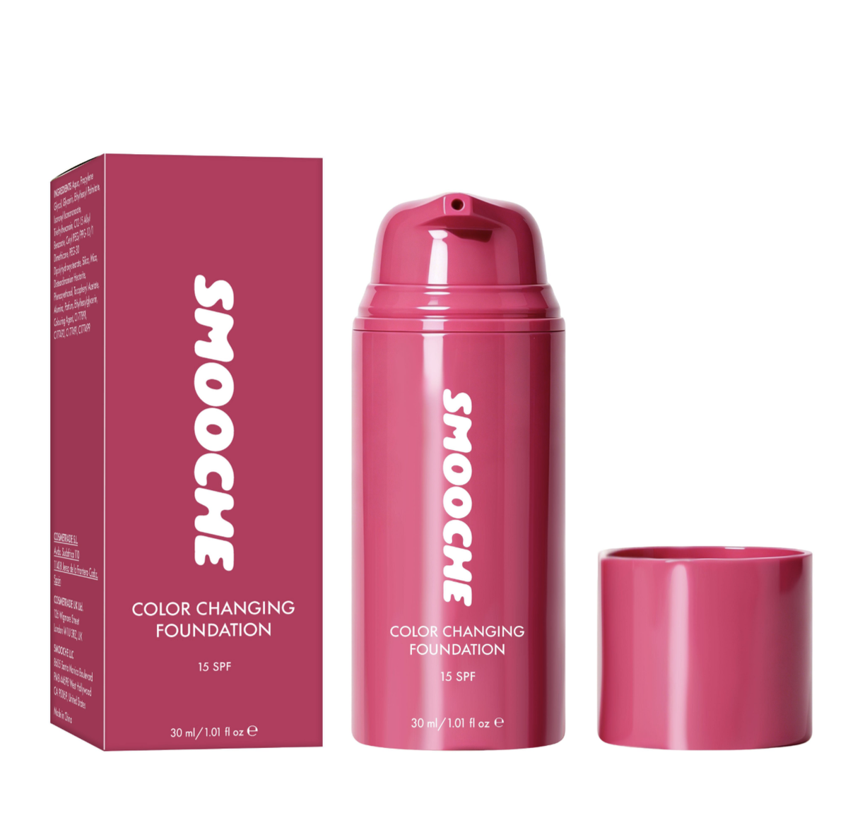 SMOOCHE Color Changing Liquid Foundation for Fair to Light Skin Tones, SPF 15 | Lightweight Hydrating Face Makeup