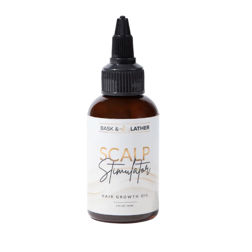 BASK AND LATHER Scalp Stimulator Hair Growth Oil - Lightweight Rosemary & Mint Blend for Thicker, Fuller Hair, Alopecia Support & Hair Regrowth