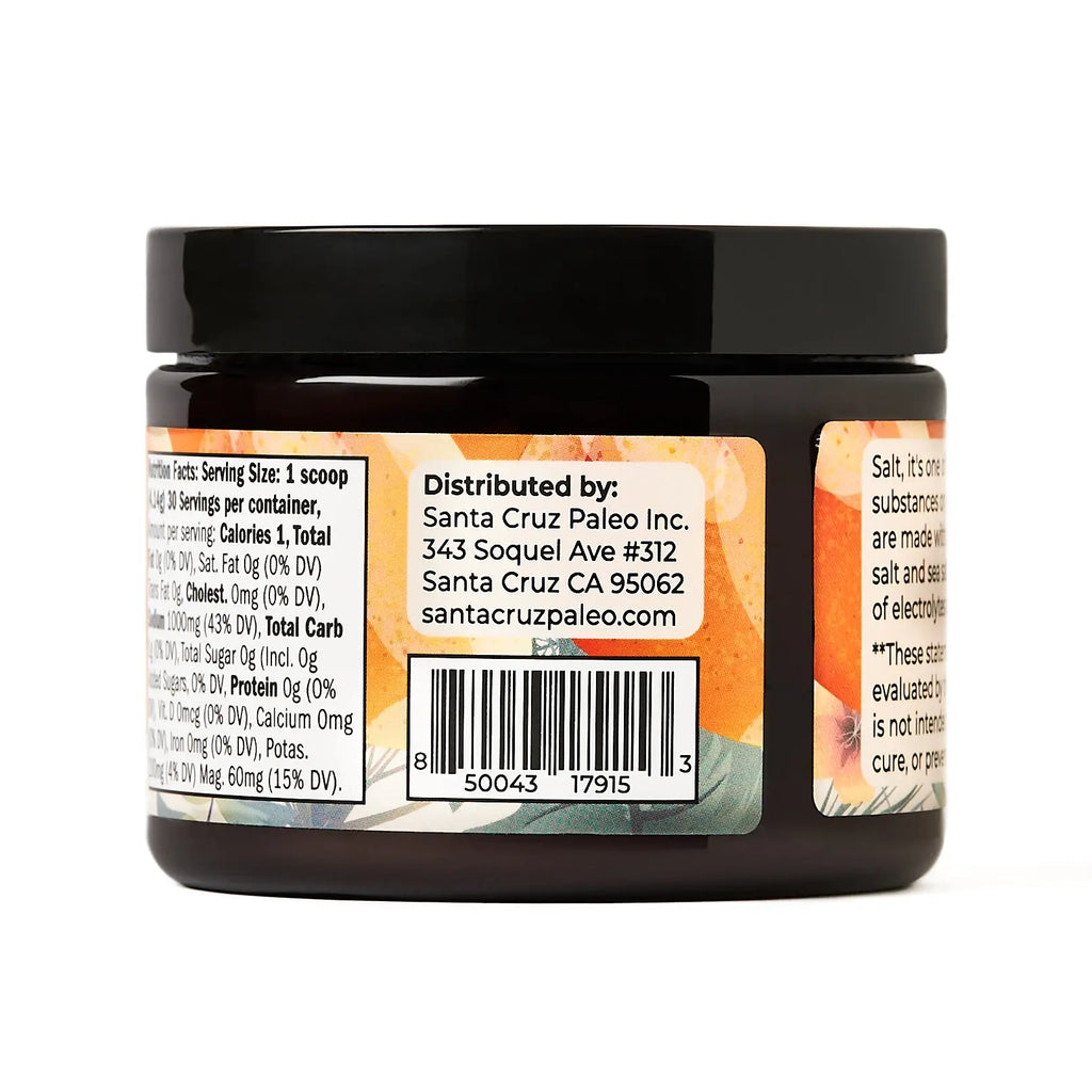 Santa Cruz Paleo Electrolyte Powder - 124g - Flavored, Sugar Free Hydration Drink Mix with Himalayan Pink Salt, Sea Salt, Magnesium Glycinate, Potassium Chloride, Sweetened with Stevia