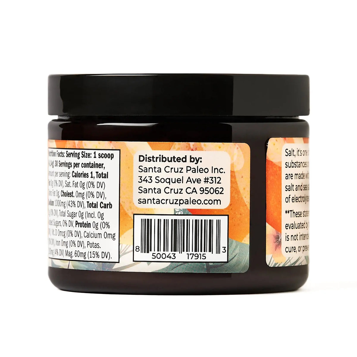 Santa Cruz Paleo Electrolyte Powder - 124g - Flavored, Sugar Free Hydration Drink Mix with Himalayan Pink Salt, Sea Salt, Magnesium Glycinate, Potassium Chloride, Sweetened with Stevia
