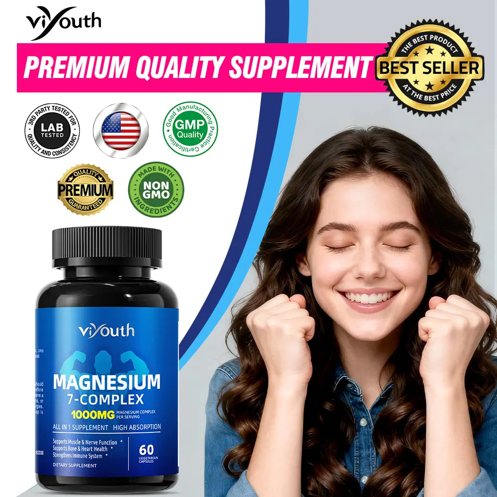 Viyouth 1000mg Magnesium Complex - 10 Elemental Magnesium Complex & Zinc for Calming Sleep & Relax - US Made - Dietary Supplement for Hair Health Digestive Detox & Cortisol Balance-3rd Party Tested Tablets Fitness, magnesium glycinate Vitamin Healthcare