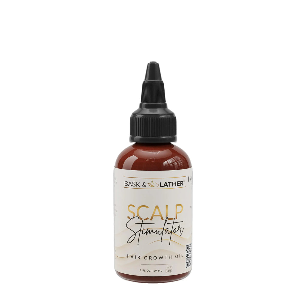 BASK AND LATHER Scalp Stimulator Hair Growth Oil - Lightweight Rosemary & Mint Blend for Thicker, Fuller Hair, Alopecia Support & Hair Regrowth