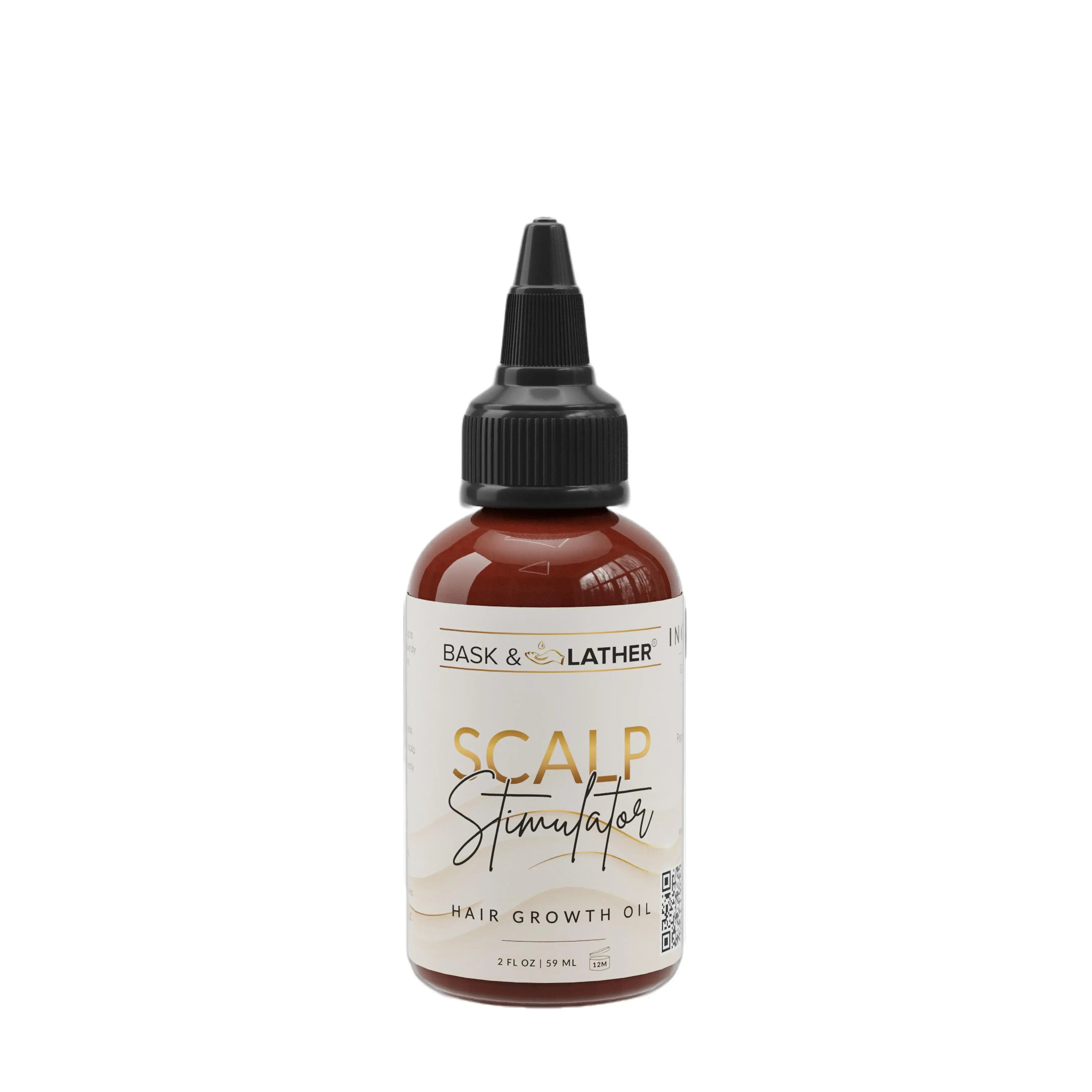 BASK AND LATHER Scalp Stimulator Hair Growth Oil - Lightweight Rosemary & Mint Blend for Thicker, Fuller Hair, Alopecia Support & Hair Regrowth