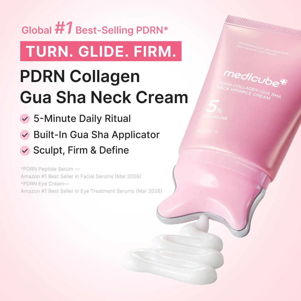 [NEW] [medicube] PDRN Collagen Gua Sha Neck Wrinkle Cream | Built-In Gua Sha Massager with Volufiline 5%25 + PDRN | Firming, Contour Care for the Look of Fine Lines, Jawline, Neck, Décolleté,Underarms, Chest, Legs, Shoulder | Massage Cream | Korean Skinca