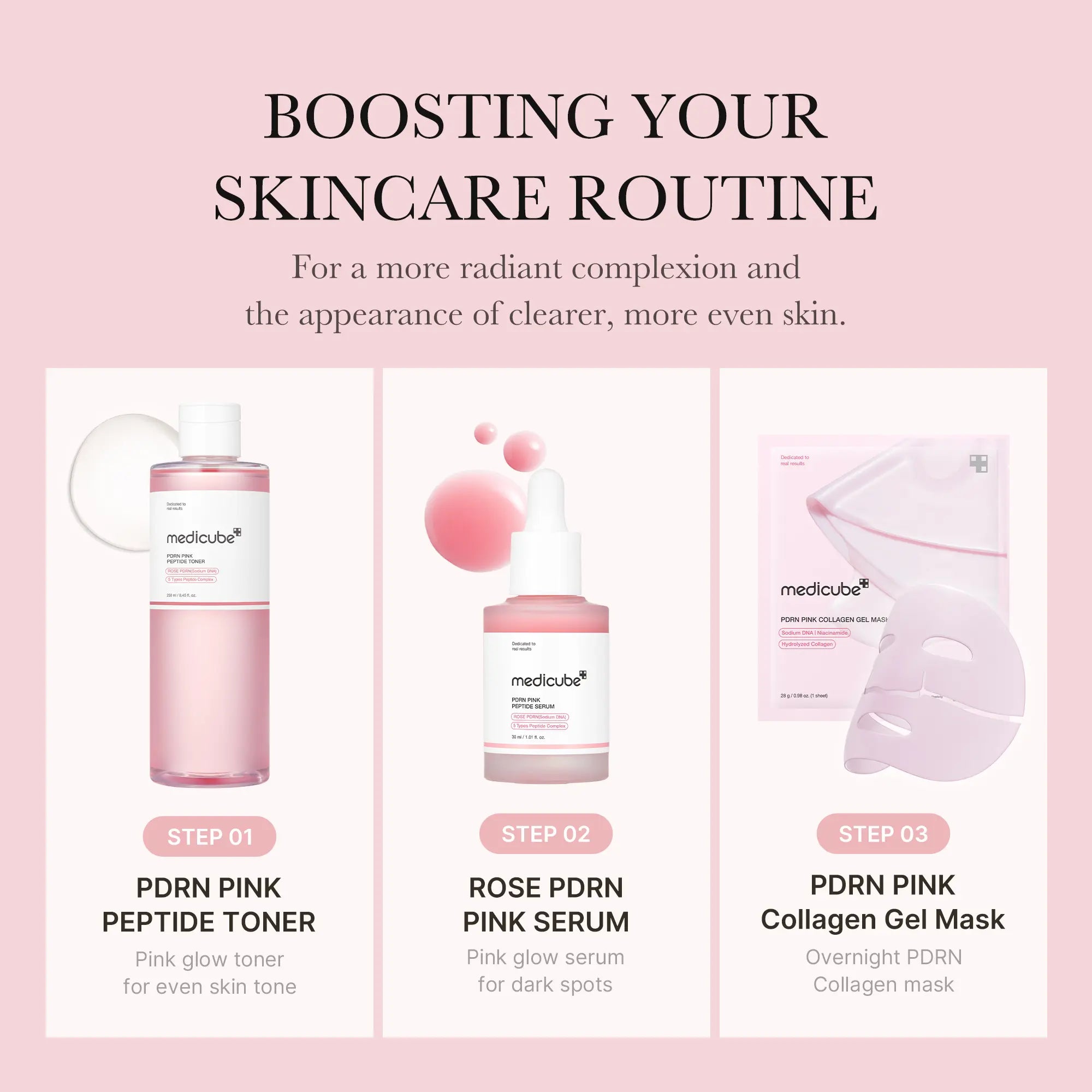 [medicube] PDRN Pink Collagen Gel Mask 4 Sheets Salmon DNA Color Changing Pink Glow Collagen Facial Mask Korean Skincare