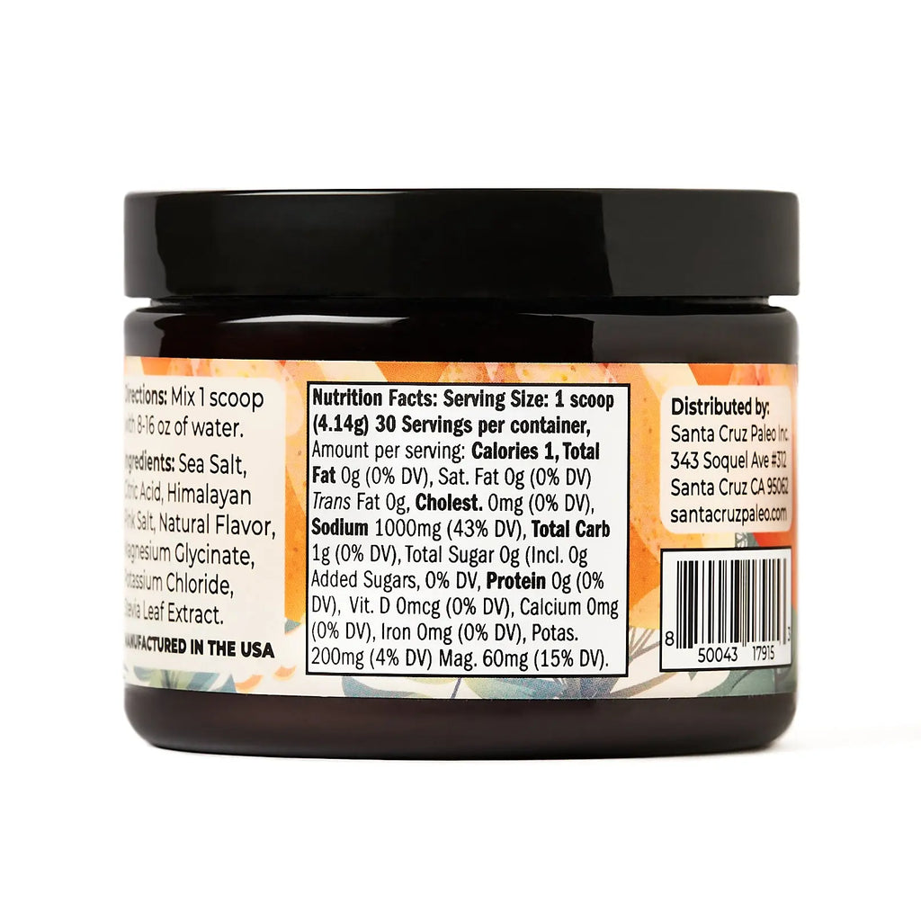 Santa Cruz Paleo Electrolyte Powder - 124g - Flavored, Sugar Free Hydration Drink Mix with Himalayan Pink Salt, Sea Salt, Magnesium Glycinate, Potassium Chloride, Sweetened with Stevia