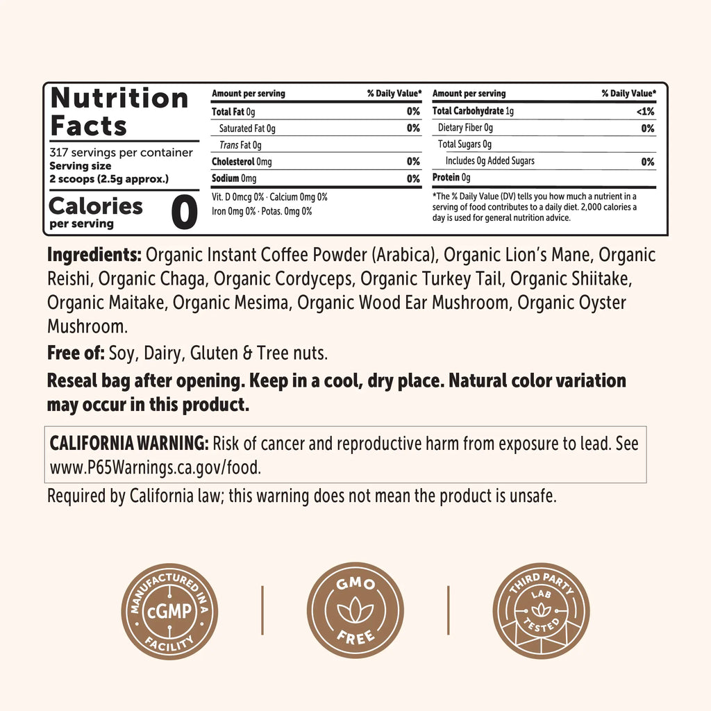 Micro Ingredients Organic Instant 10 in 1 Mushroom Coffee Powder