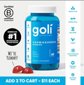 3 Bottles of Goli Ashwagandha & Vitamin D Gummy - Mixed Berry, KSM-66, Vegan, Plant Based, Non-GMO, Gluten & Gelatin Free
