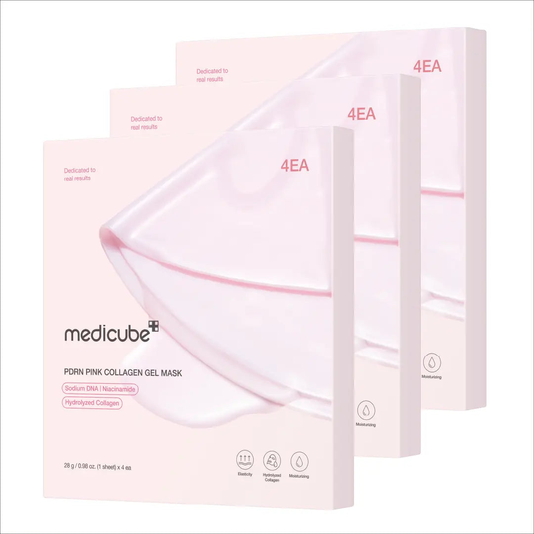 [medicube] PDRN Pink Collagen Gel Mask 4 Sheets Salmon DNA Color Changing Pink Glow Collagen Facial Mask Korean Skincare