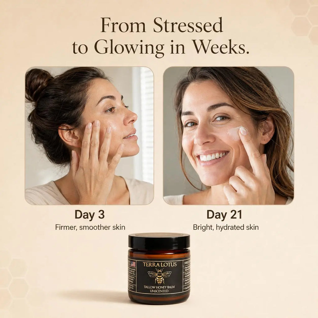 Organic Grass-Fed Beef Tallow Balm with Raw Honey - Handmade All-Natural Moisturizer for Soft, Smooth, Radiant Skin