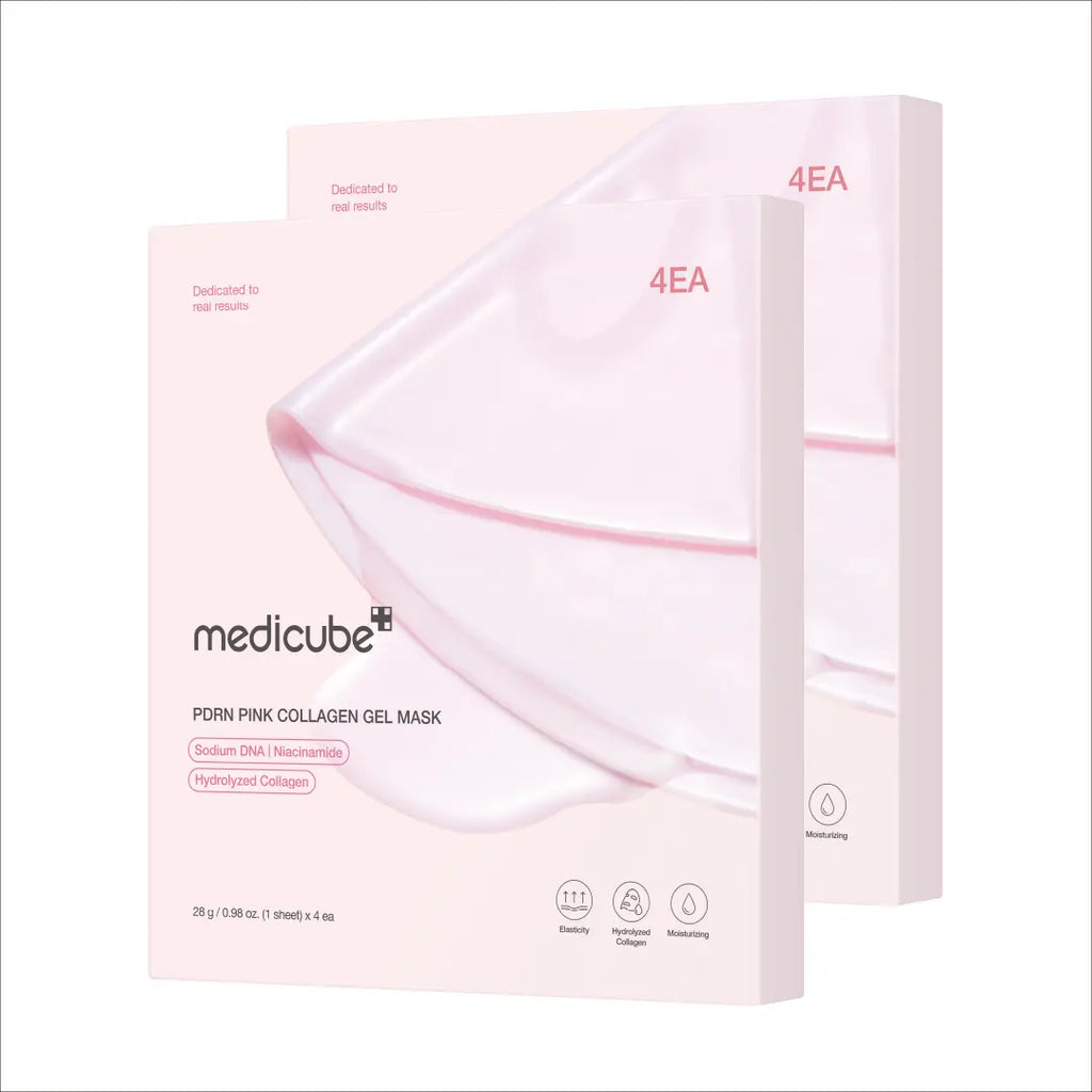 [medicube] PDRN Pink Collagen Gel Mask 4 Sheets Salmon DNA Color Changing Pink Glow Collagen Facial Mask Korean Skincare