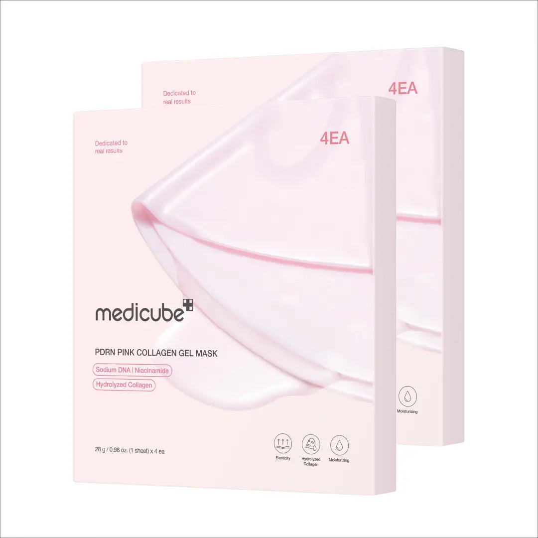 [medicube] PDRN Pink Collagen Gel Mask 4 Sheets Salmon DNA Color Changing Pink Glow Collagen Facial Mask Korean Skincare