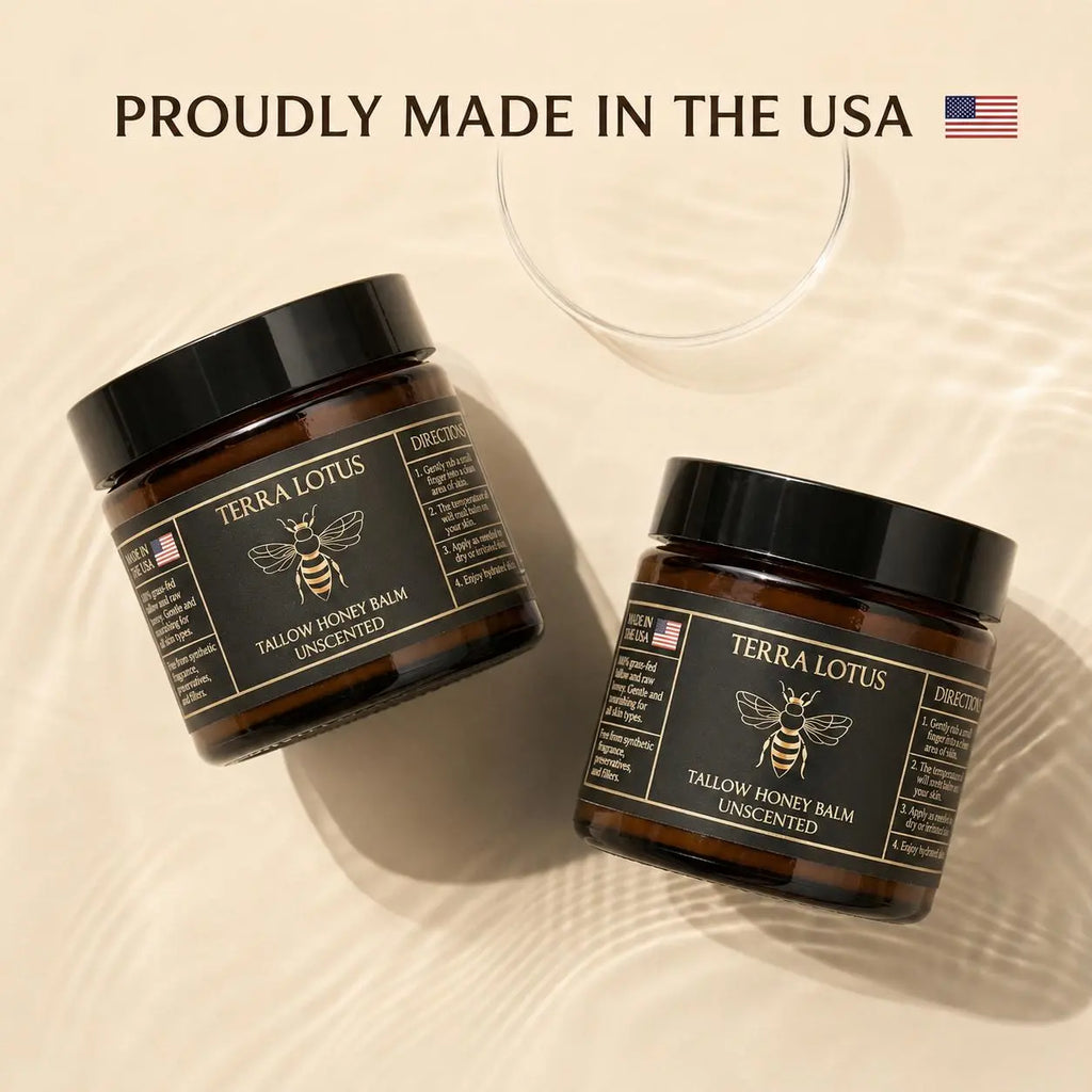 Organic Grass-Fed Beef Tallow Balm with Raw Honey - Handmade All-Natural Moisturizer for Soft, Smooth, Radiant Skin