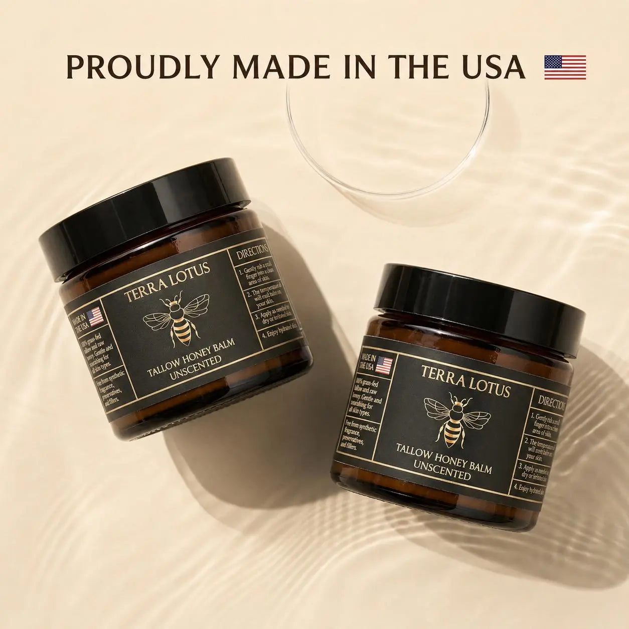 Organic Grass-Fed Beef Tallow Balm with Raw Honey - Handmade All-Natural Moisturizer for Soft, Smooth, Radiant Skin