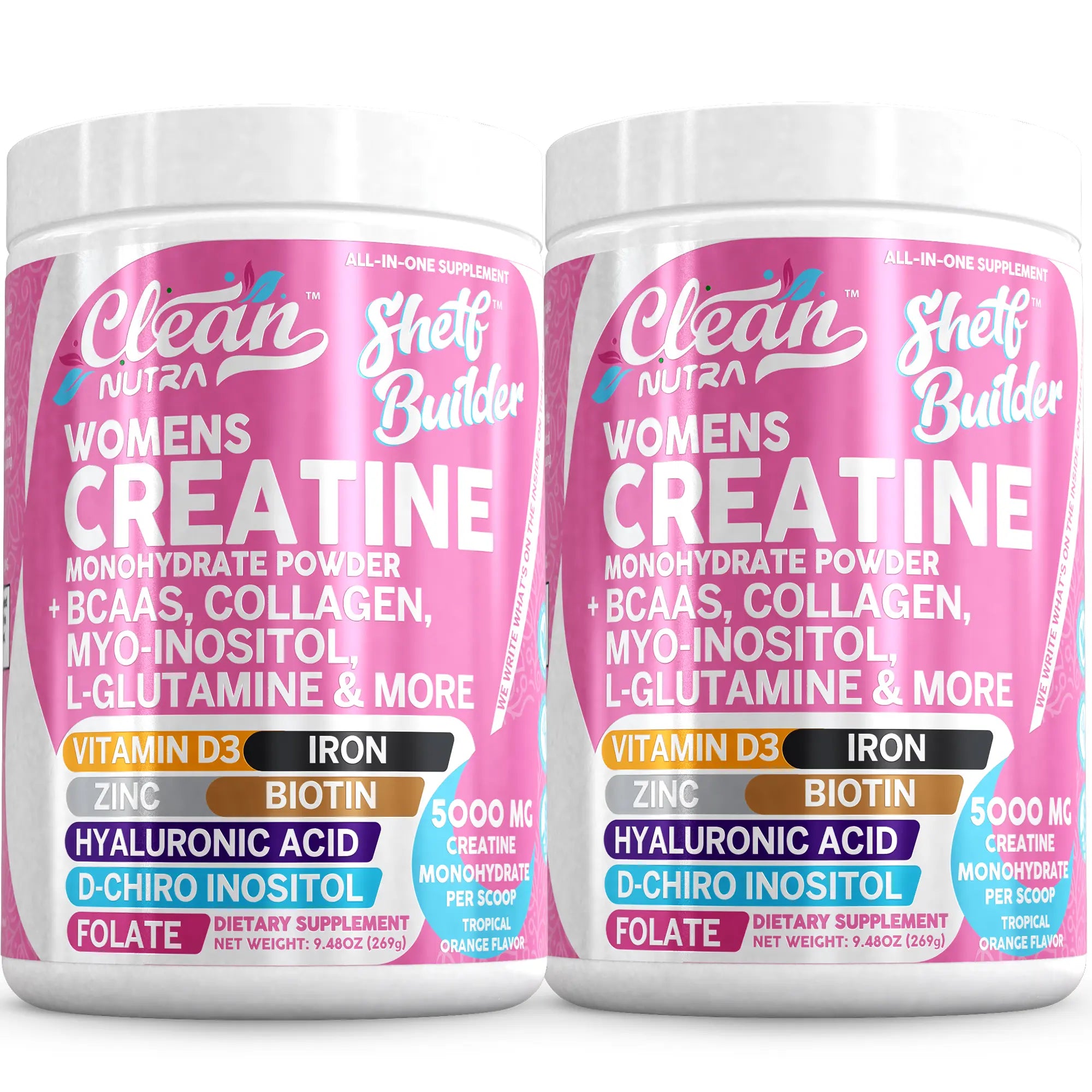 Clean Nutra Women's Creatine Monohydrate Powder with BCAAs, Collagen, Myo-Inositol, L-Glutamine, & More for Optimal Wellness & Beauty Support – Shelf Builder