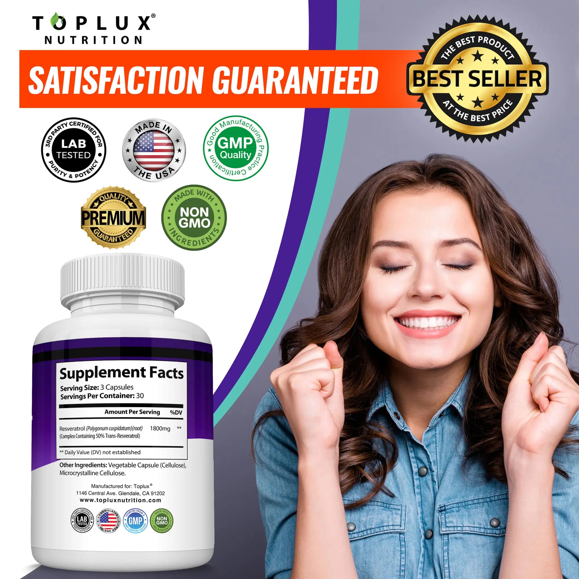 Resveratrol Supplement 1800mg Natural Antioxidant