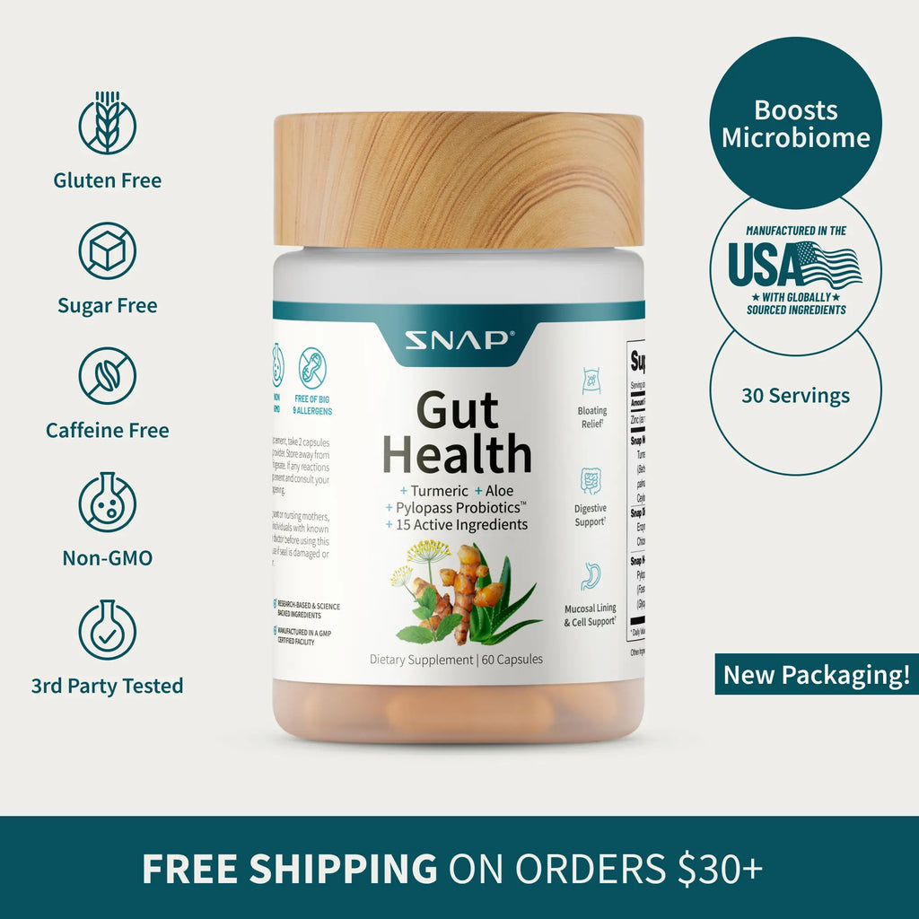 Snap Supplements - Gut Health - 30 Servings - Natural Supplement Capsules Edible Dietary
