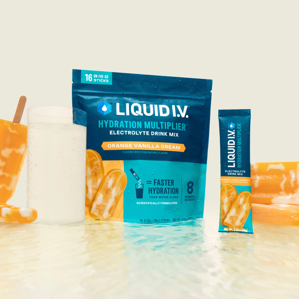 Liquid I.V. Hydration Multiplier - Orange Vanilla Dream - Hydration Powder Packets | Electrolyte Powder Drink Mix | Convenient Single-Serving Sticks | 8 Vitamins & Nutrients | 1 Pack (16 Servings)