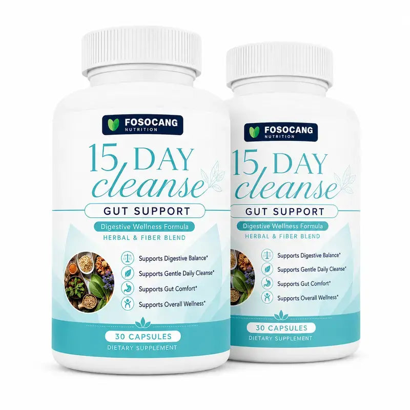 FoSoCang-15 Day Cleanse - Gut and Colon Support| Caffeine Free| Advanced Formula with Senna, Cascara Sagrada, & Psyllium Husk| Non-GMO| 30 capsules /Healthcare,Dietary,Supplement,Fitness,Vitamin,Edible