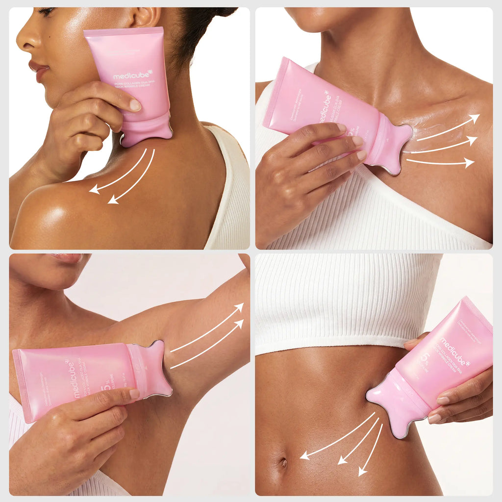 [NEW] [medicube] PDRN Collagen Gua Sha Neck Wrinkle Cream | Built-In Gua Sha Massager with Volufiline 5%25 + PDRN | Firming, Contour Care for the Look of Fine Lines, Jawline, Neck, Décolleté,Underarms, Chest, Legs, Shoulder | Massage Cream | Korean Skinca
