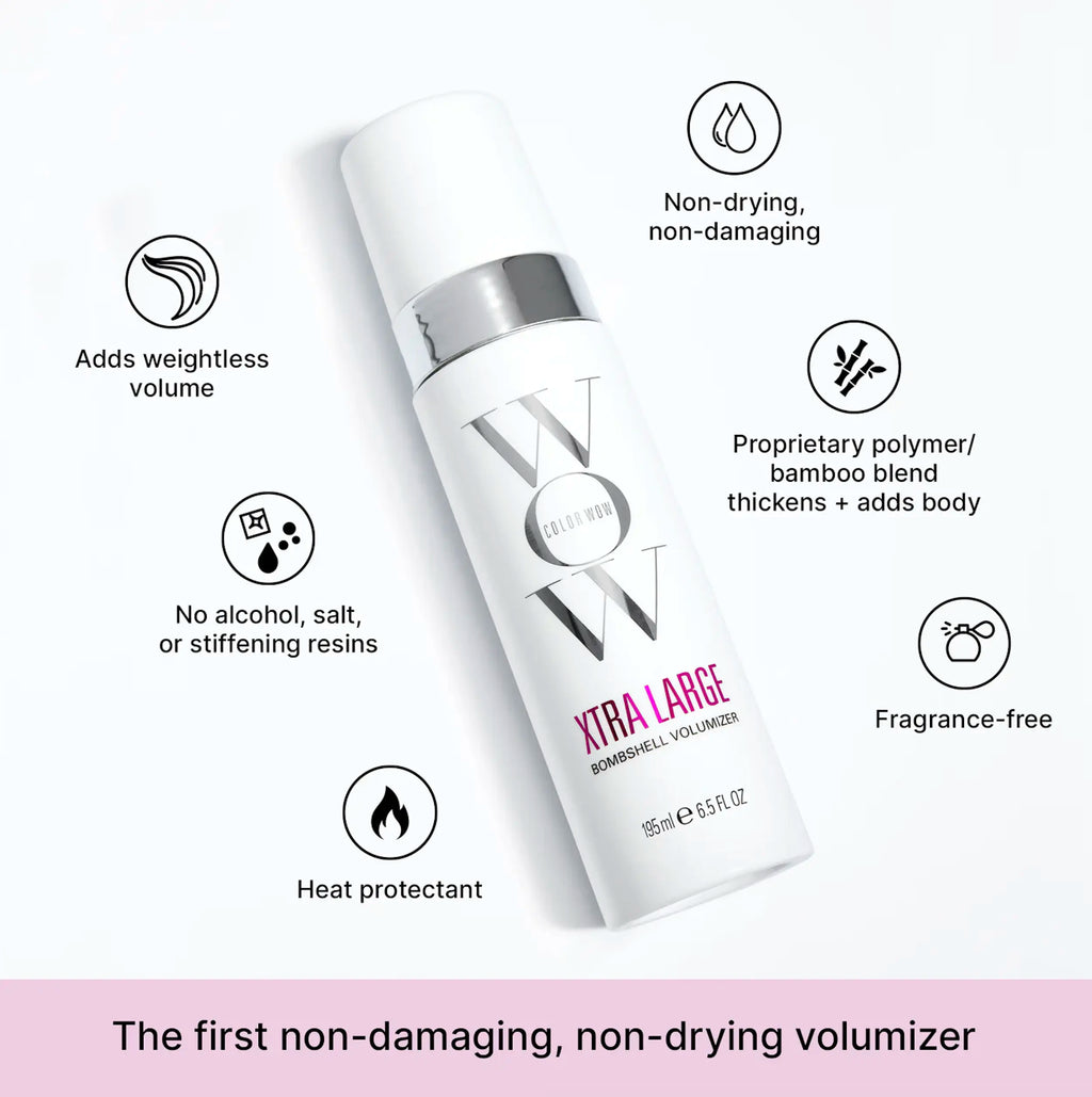 Color Wow Xtra Large Bombshell Voluminizer Foam 125ml Non-Drying Instant Thickening Mousse for Long Lasting Weightless Volume & Heat Protection Sulfate Free Haircare Texturizing Product