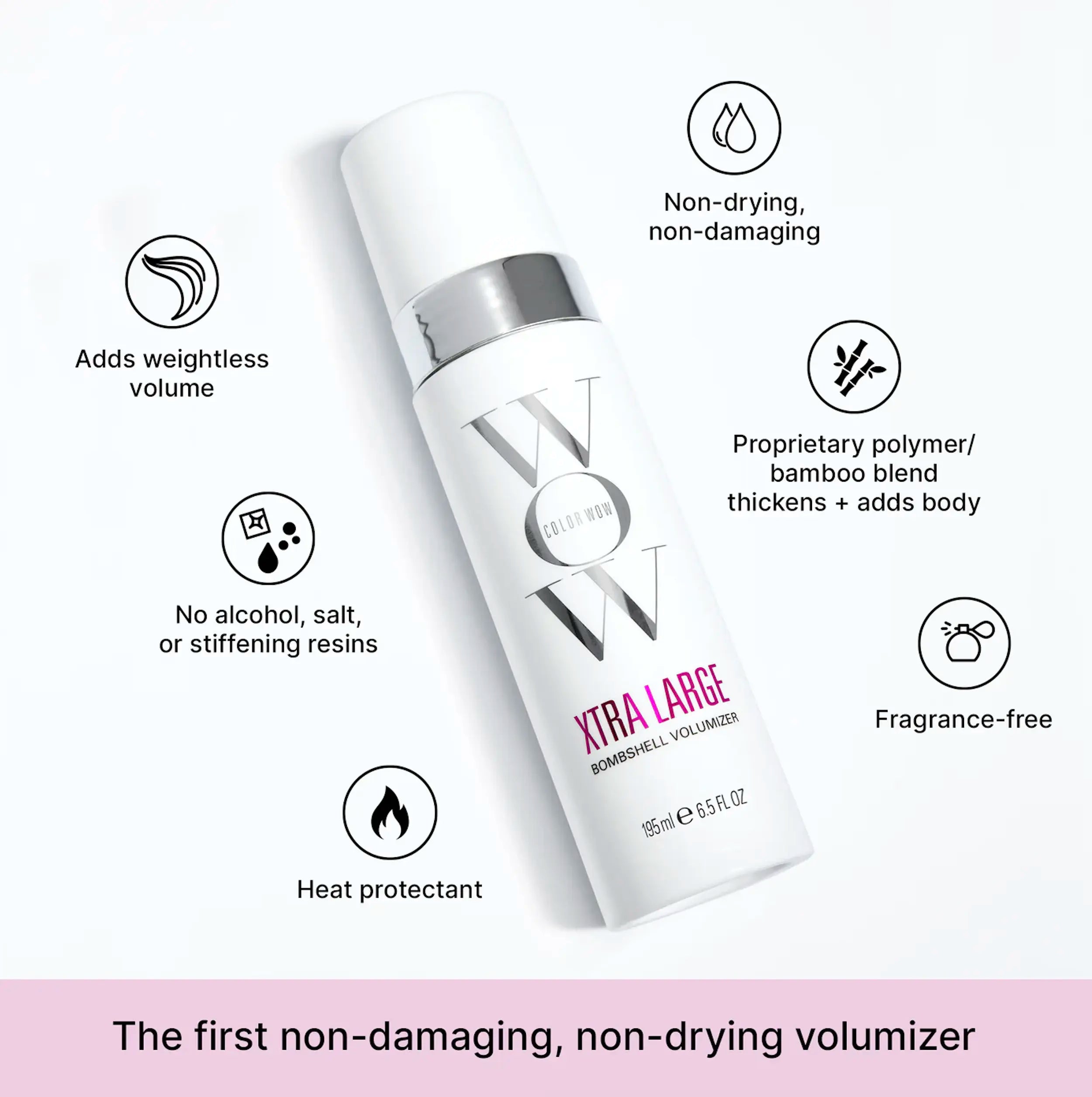 Color Wow Xtra Large Bombshell Voluminizer Foam 125ml Non-Drying Instant Thickening Mousse for Long Lasting Weightless Volume & Heat Protection Sulfate Free Haircare Texturizing Product