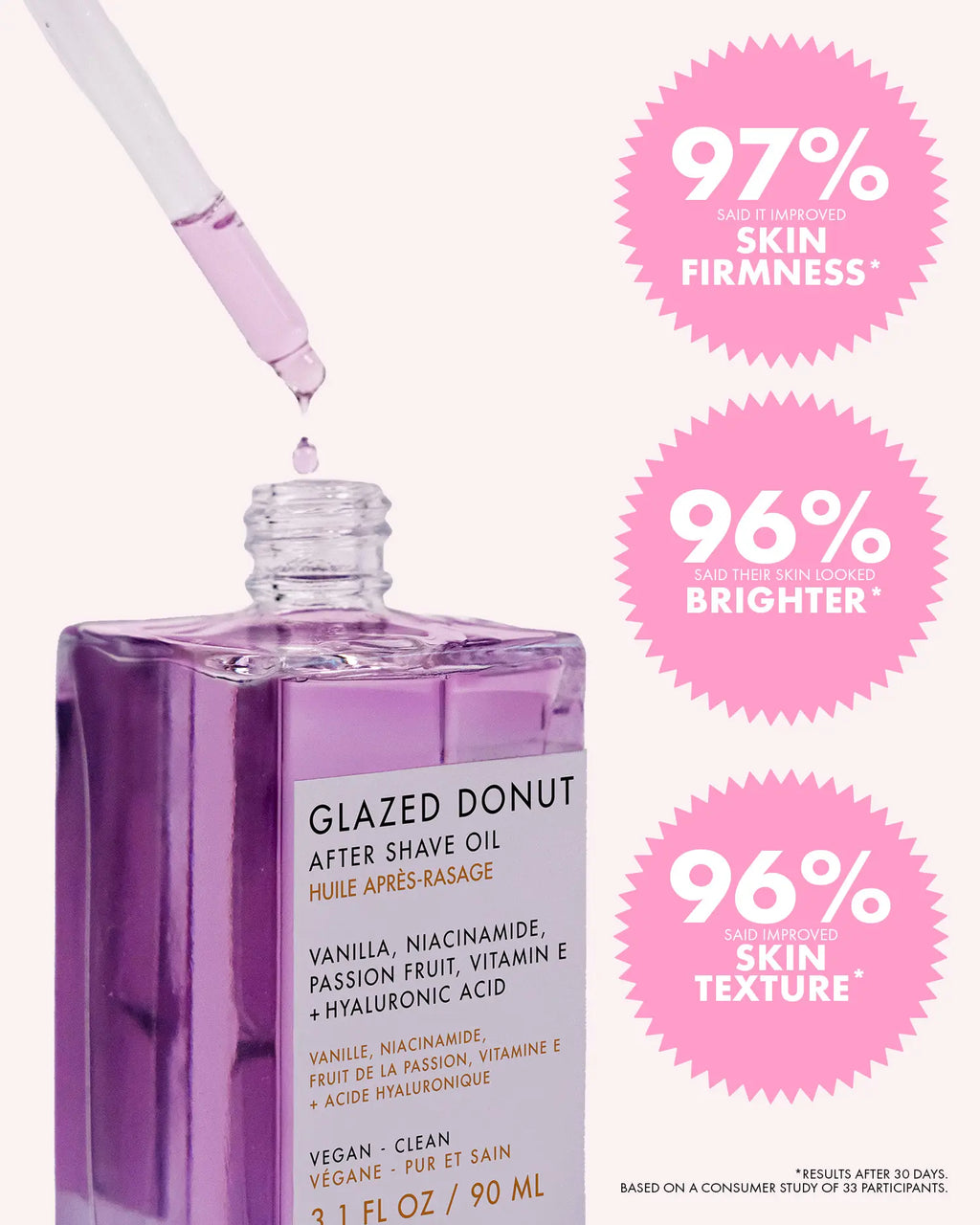 Glazed Donut Brightening Oil – Discoloration-Fighting Treatment – Brightens Dull, Uneven Skin with Vitamin E, Niacinamide & Hyaluronic Acid – Deeply Hydrates, Minimizes Ingrowns & Enhances Radiance on Legs, Underarms & Bikini Line – Vanilla Glaze Scent
