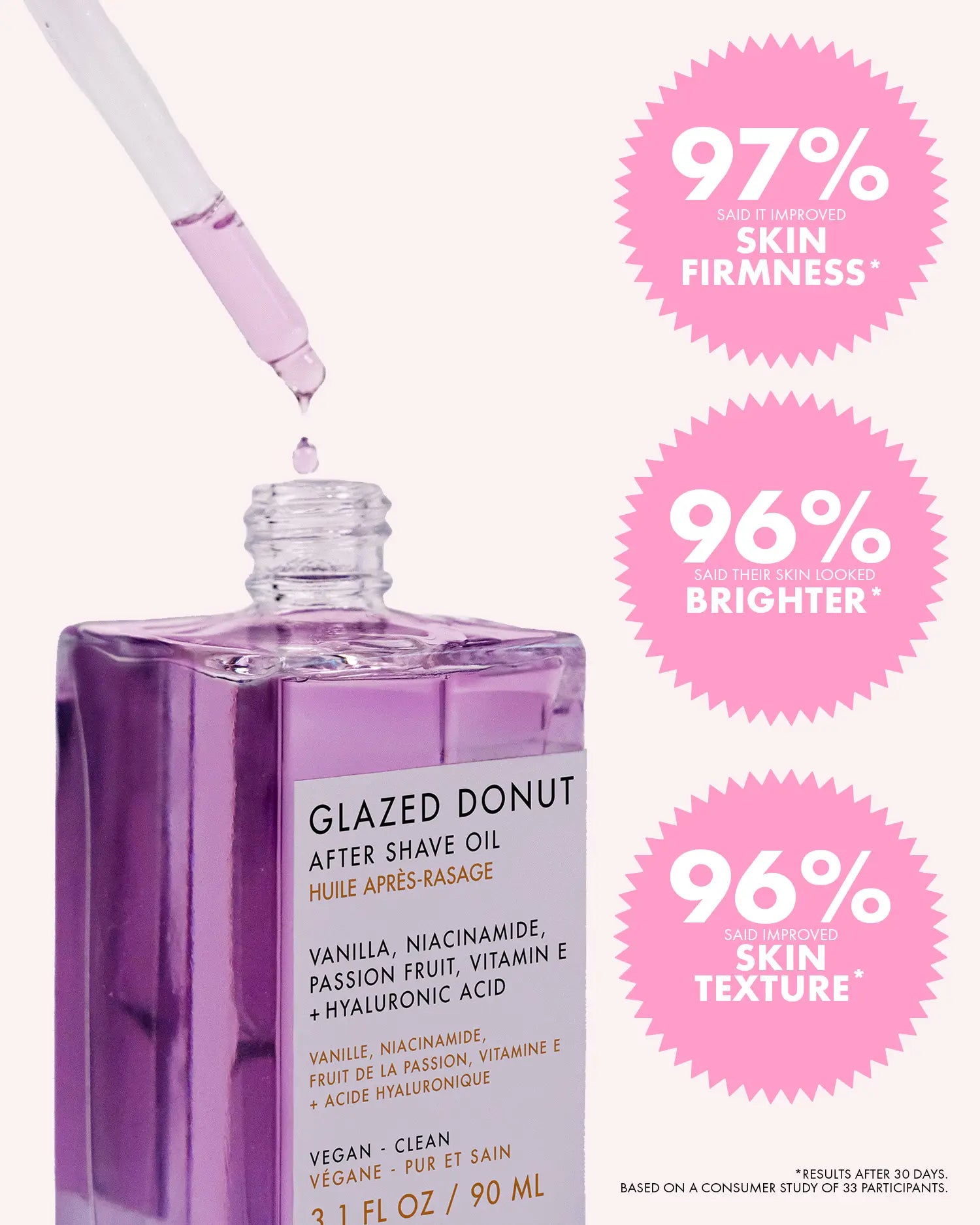 Glazed Donut Brightening Oil – Discoloration-Fighting Treatment – Brightens Dull, Uneven Skin with Vitamin E, Niacinamide & Hyaluronic Acid – Deeply Hydrates, Minimizes Ingrowns & Enhances Radiance on Legs, Underarms & Bikini Line – Vanilla Glaze Scent